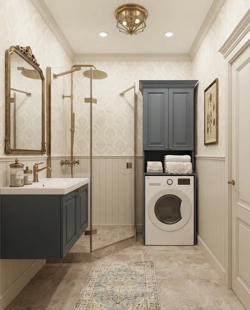 Дизайн ванной в стиле Классика — фото интерьера от нейросети RoomGPT