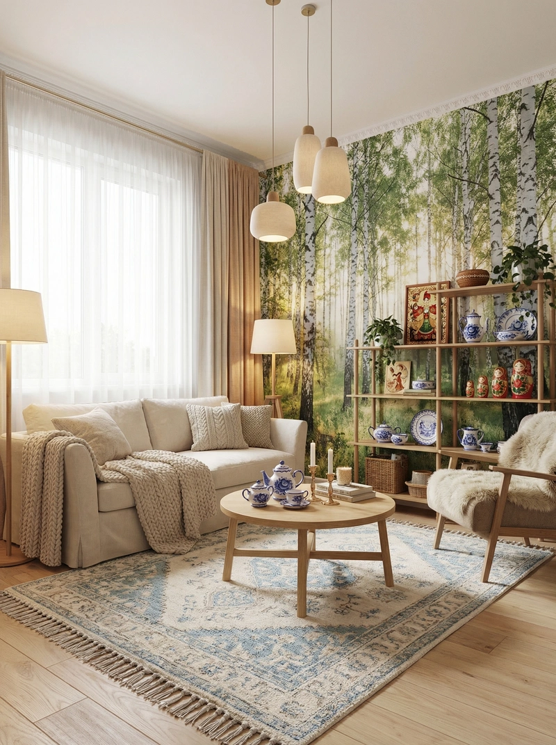 Дизайн интерьера в стиле Хюгге — Гостиная от нейросети RoomGPT