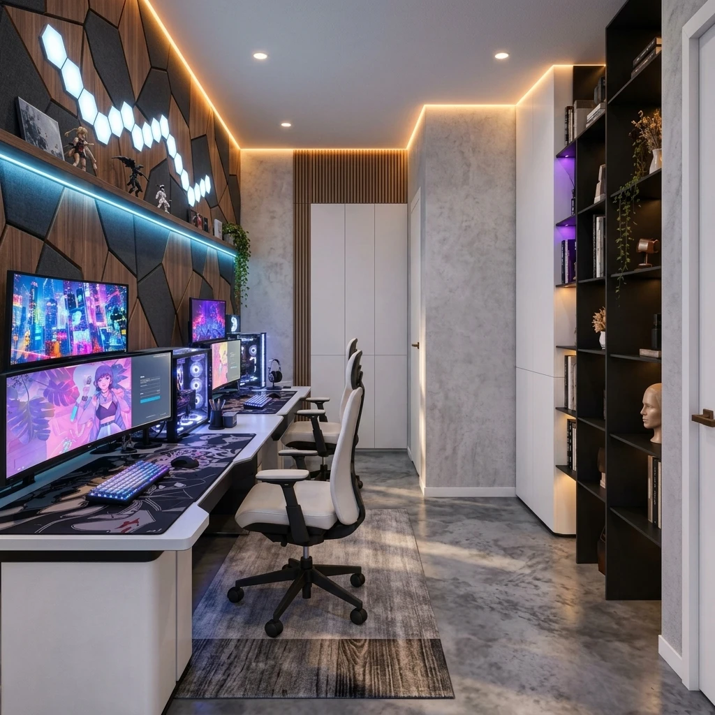 Дизайн кабинета в стиле Лофт — фото интерьера от нейросети RoomGPT