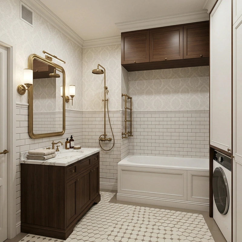 Дизайн интерьера в стиле Классика — Ванная от нейросети RoomGPT