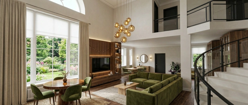 Дизайн гостиной в стиле Эклектика — фото интерьера от нейросети RoomGPT