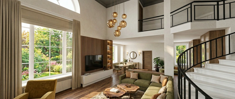 Дизайн гостиной в стиле Лофт — фото интерьера от нейросети RoomGPT