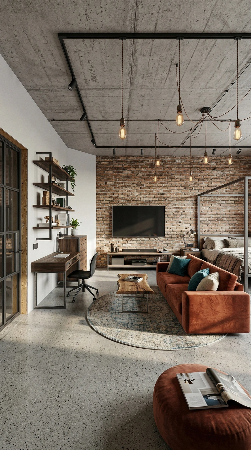 Дизайн гостиной в стиле Лофт — фото интерьера от нейросети RoomGPT