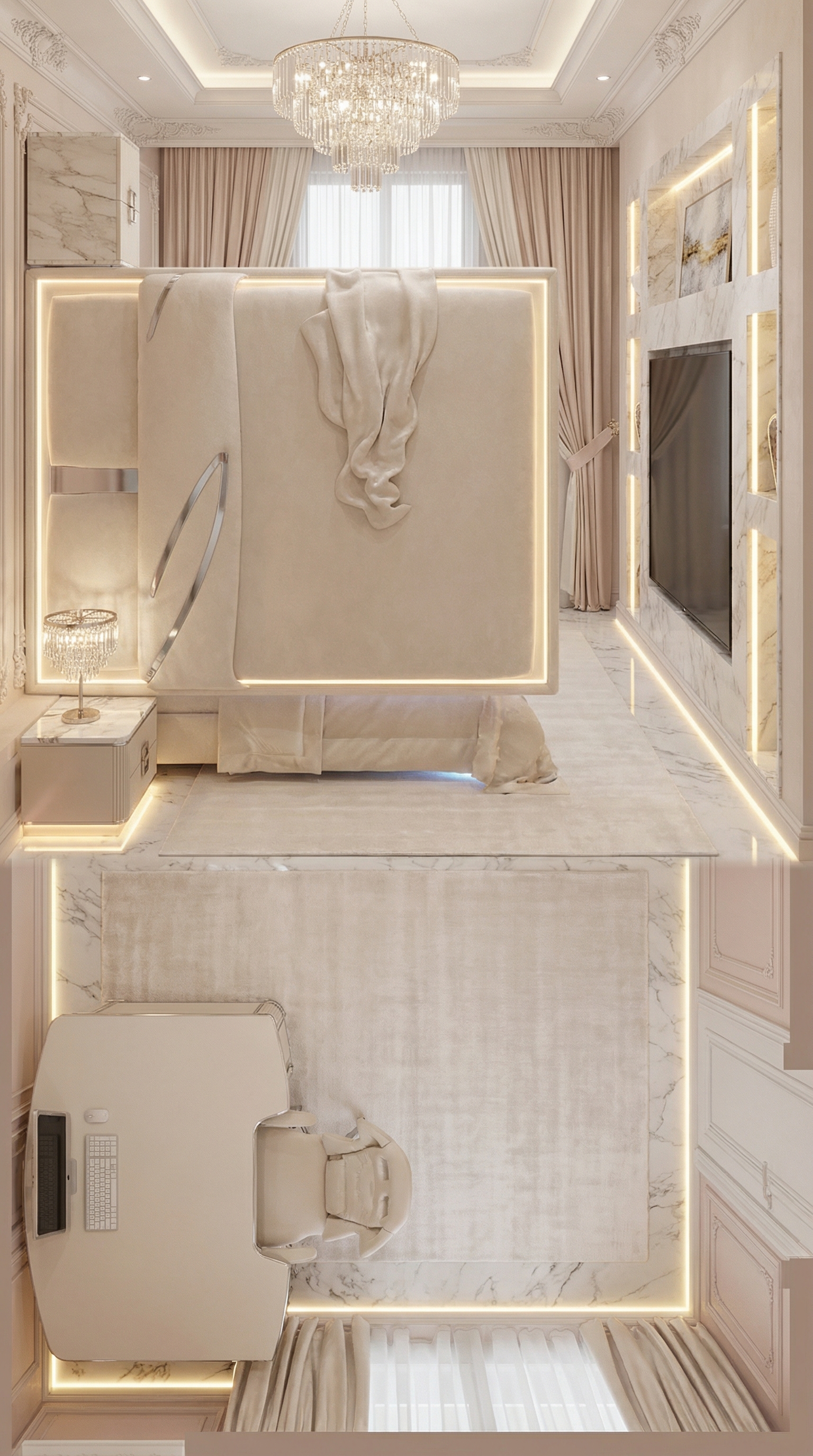 Дизайн спальни в стиле Классика — фото интерьера от нейросети RoomGPT