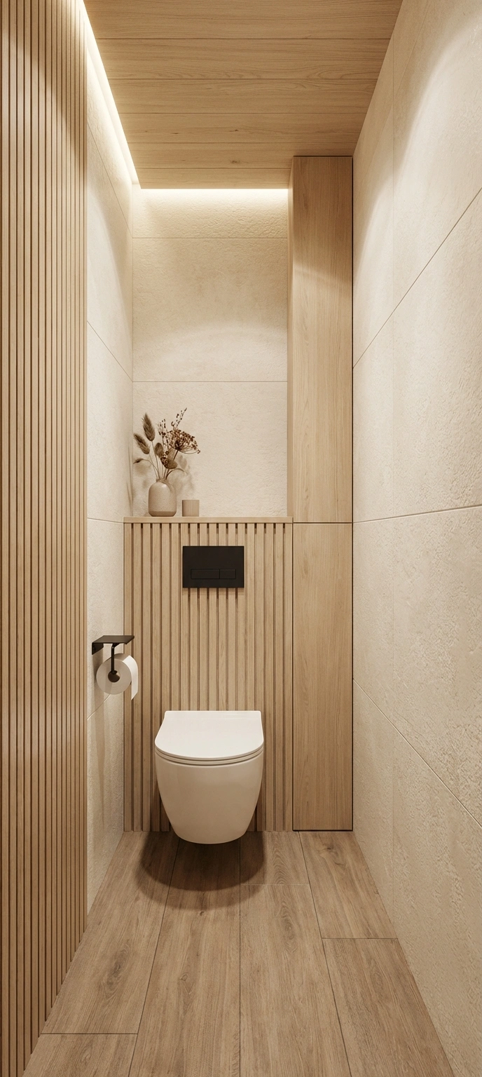 Дизайн ванной в стиле Japandi — фото интерьера от нейросети RoomGPT