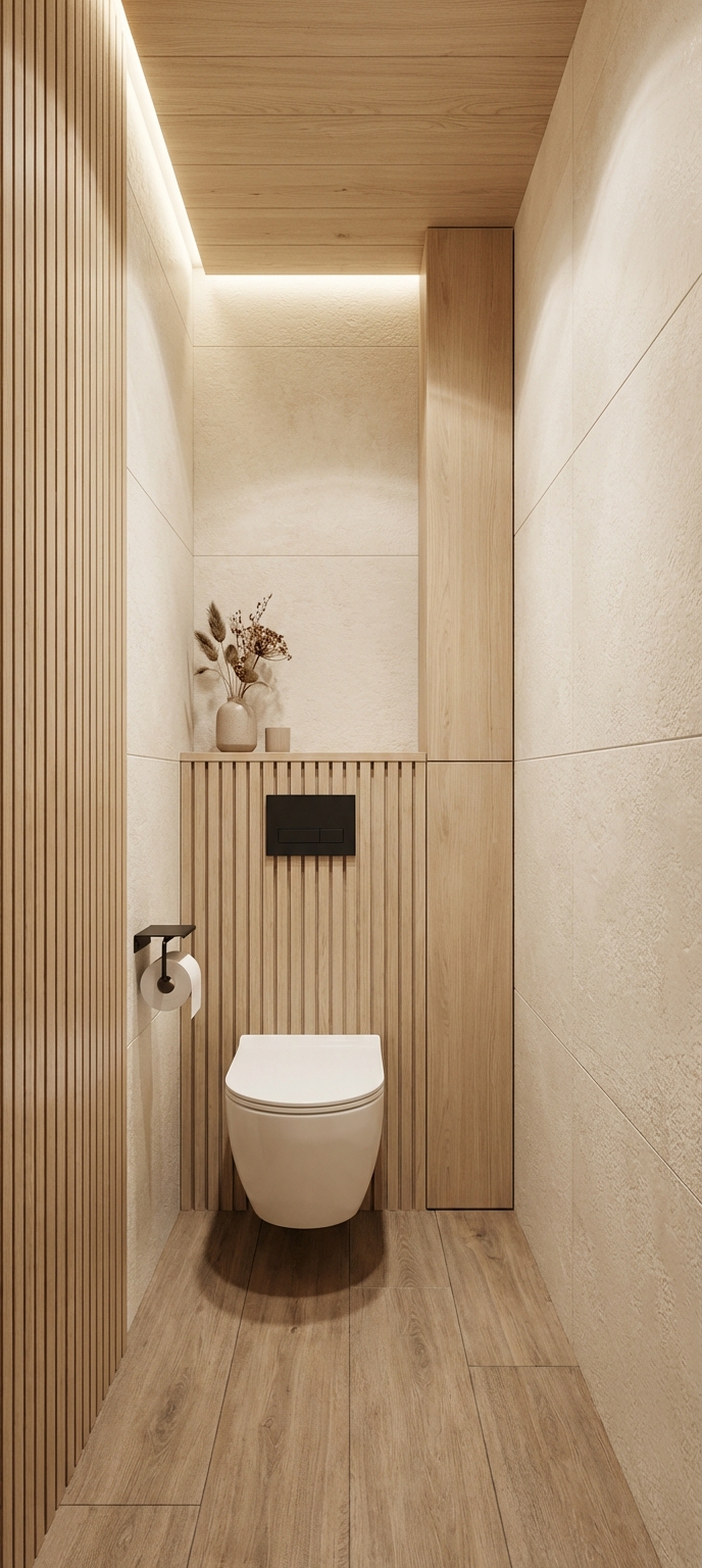 Дизайн ванной в стиле Japandi — фото интерьера от нейросети RoomGPT