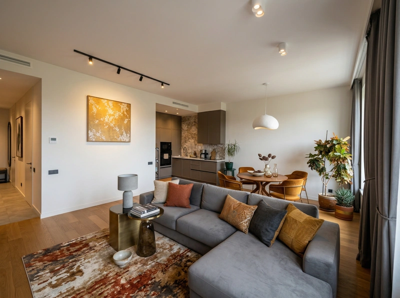 Дизайн гостиной в стиле Контемпорари — фото интерьера от нейросети RoomGPT