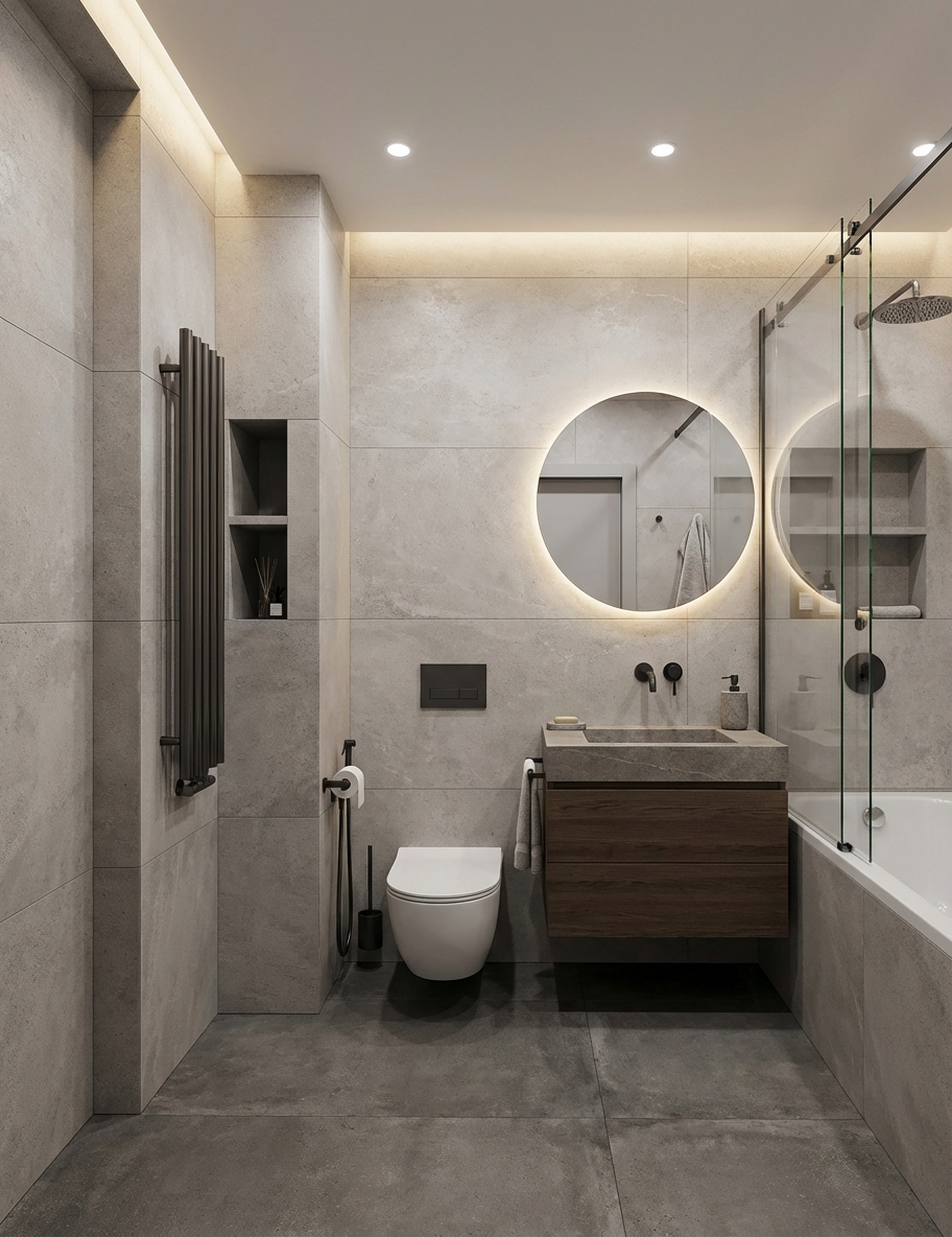 Дизайн ванной в стиле Минимализм — фото интерьера от нейросети RoomGPT