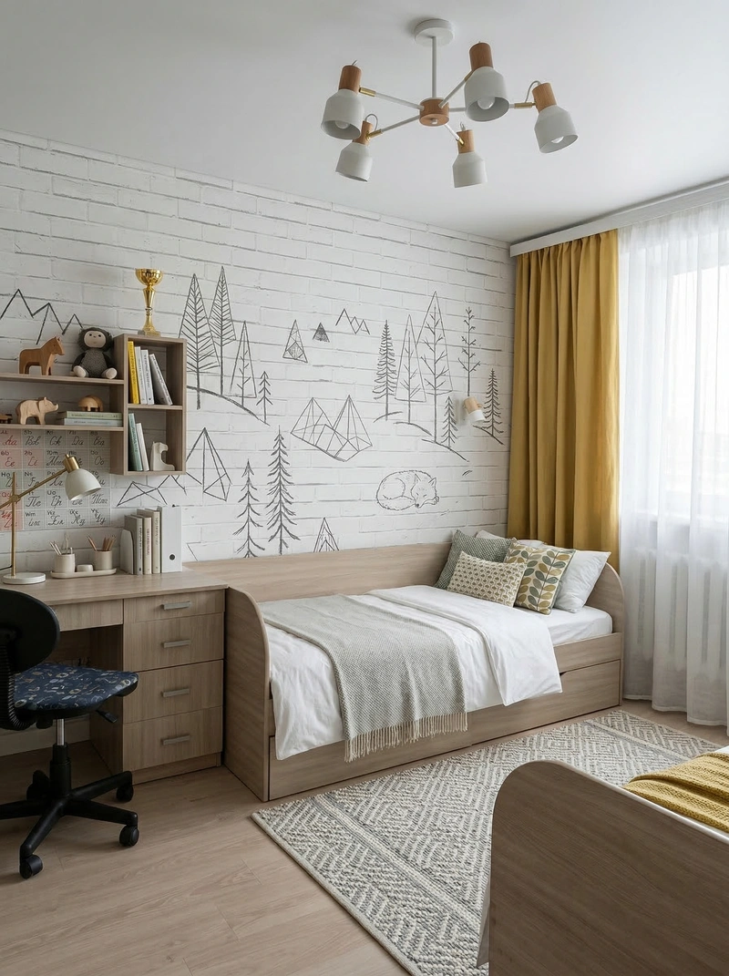 Дизайн детской в стиле Сканди — фото интерьера от нейросети RoomGPT