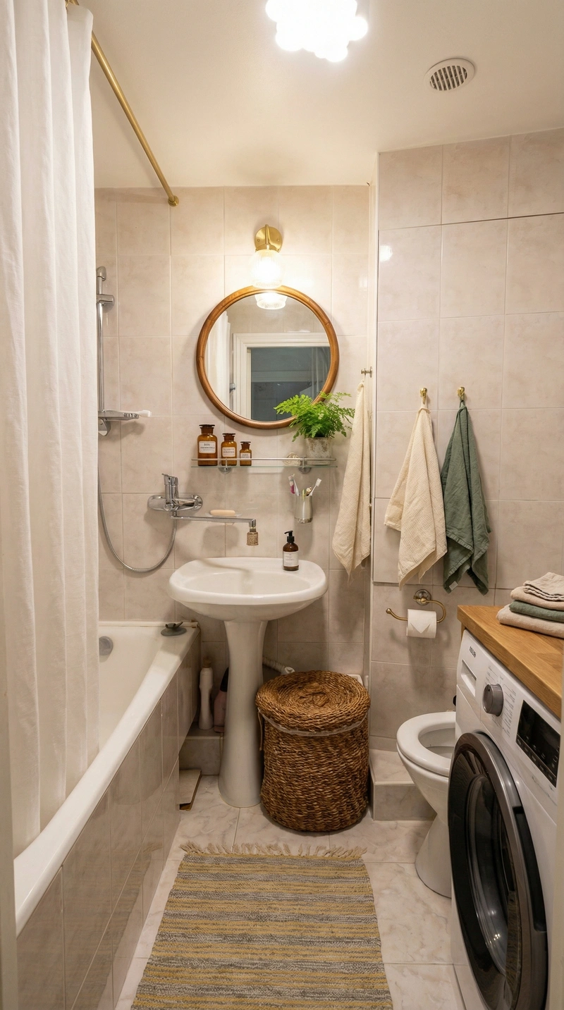 Дизайн ванной в стиле Сканди — фото интерьера от нейросети RoomGPT