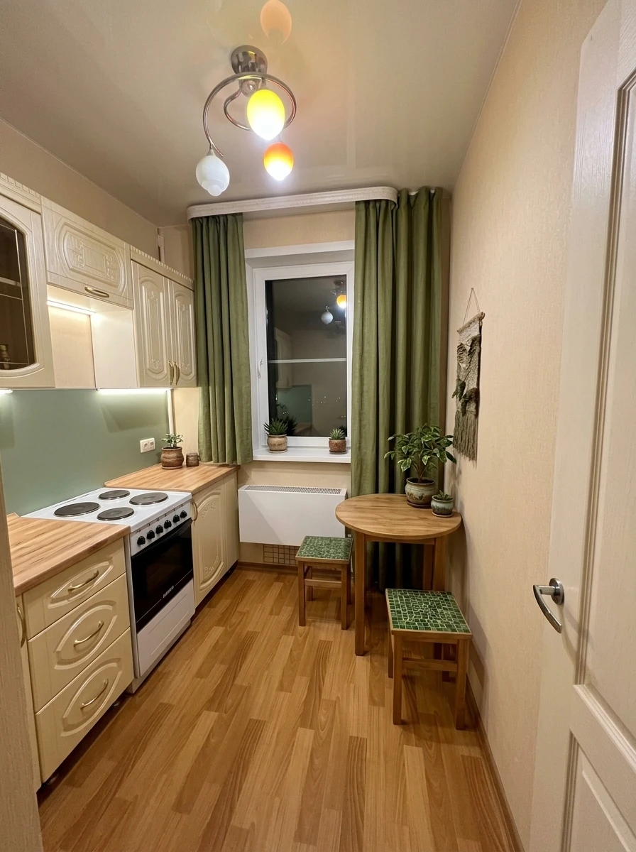 Дизайн кухни в стиле Хюгге — фото интерьера от нейросети RoomGPT