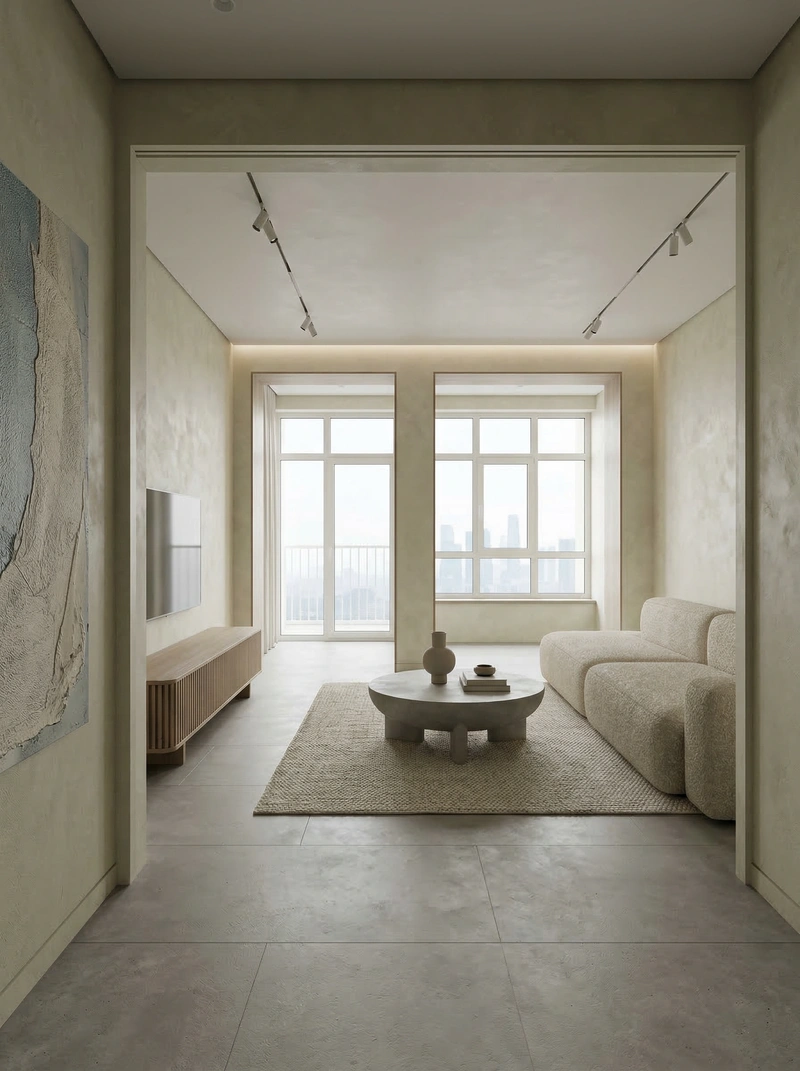 Дизайн интерьера в стиле Минимализм — Гостиная от нейросети RoomGPT