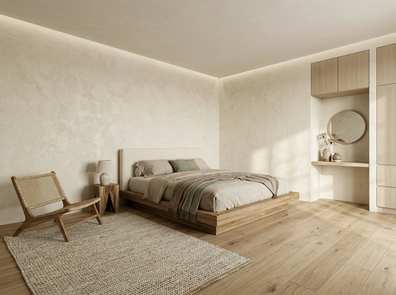 Дизайн спальни в стиле Japandi — фото интерьера от нейросети RoomGPT