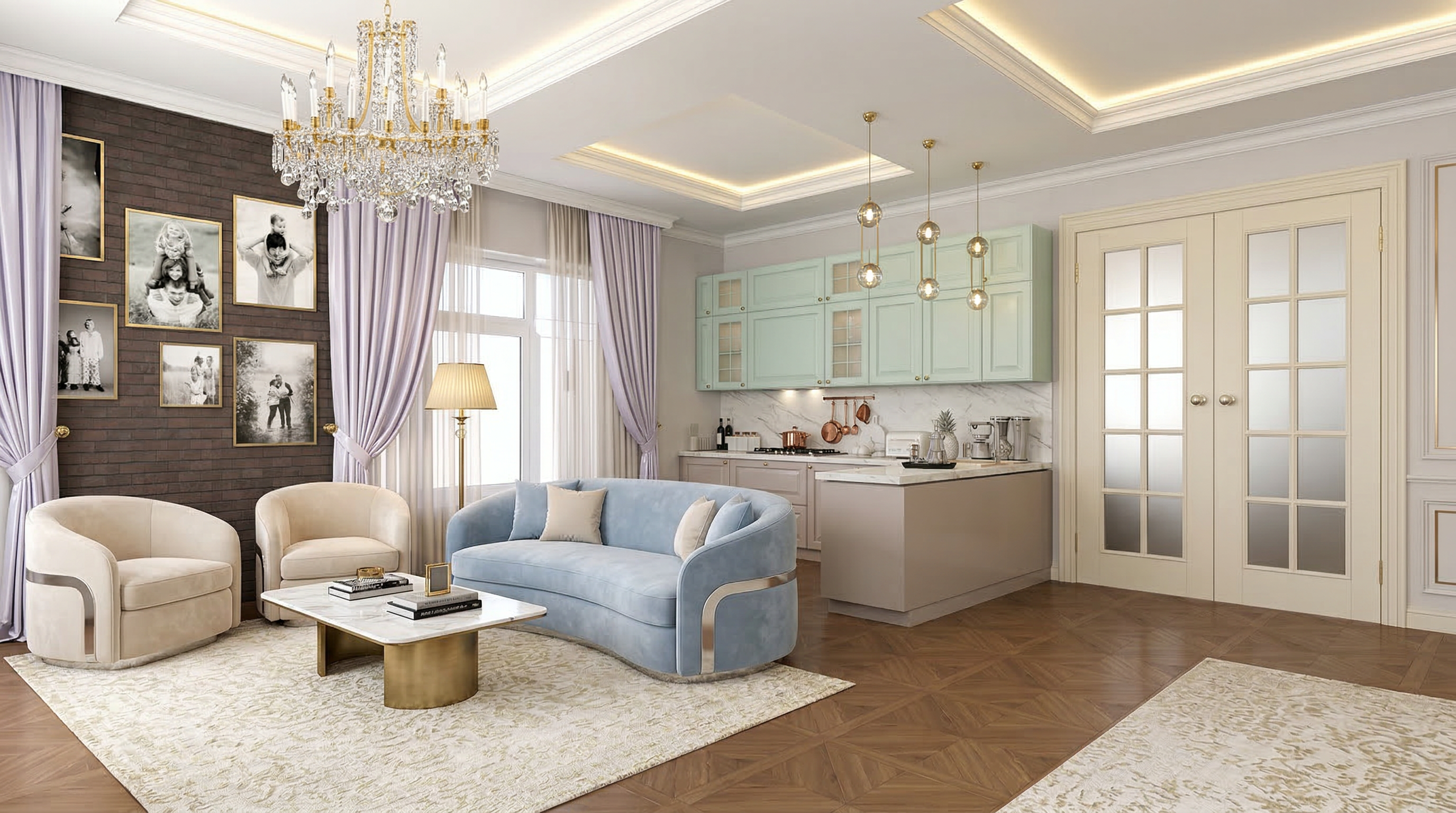 Дизайн Гостиная в стиле Неоклассика от нейросети RoomGPT