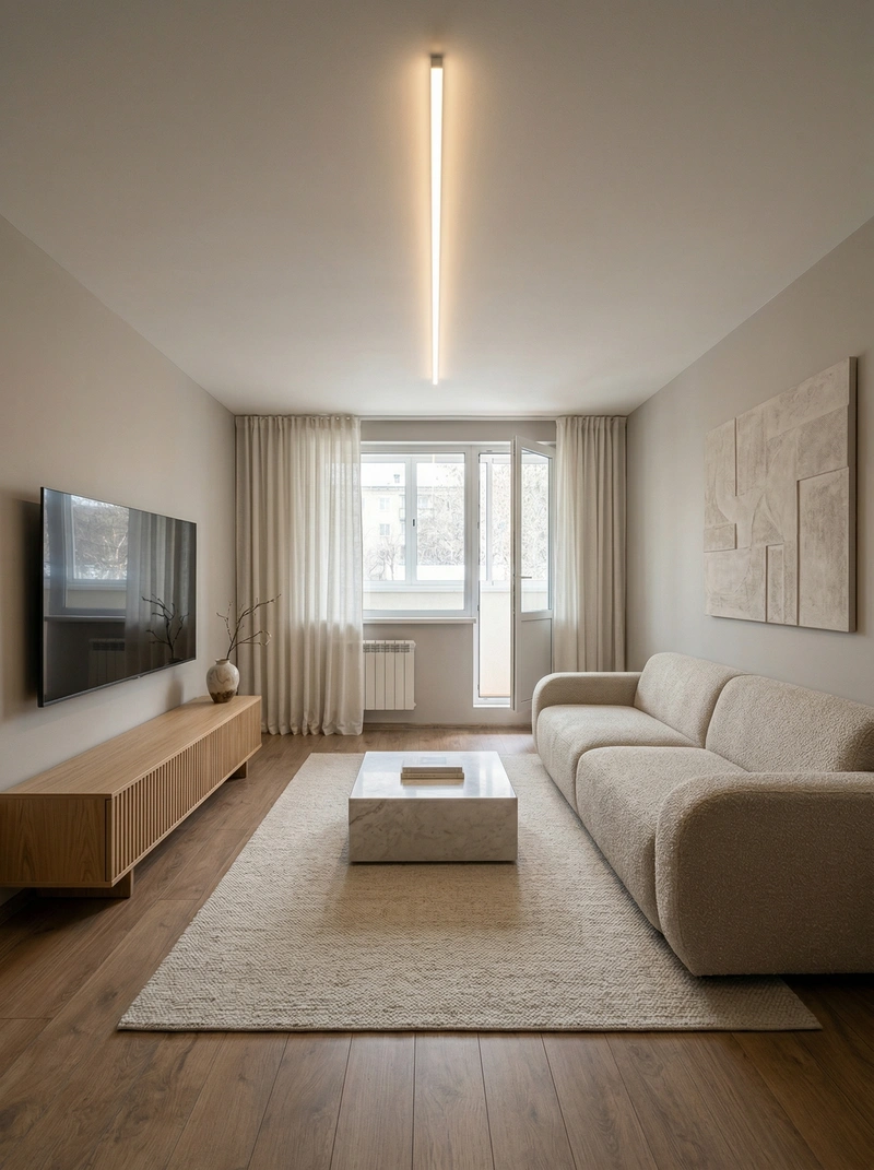 Дизайн гостиной в стиле Минимализм — фото интерьера от нейросети RoomGPT