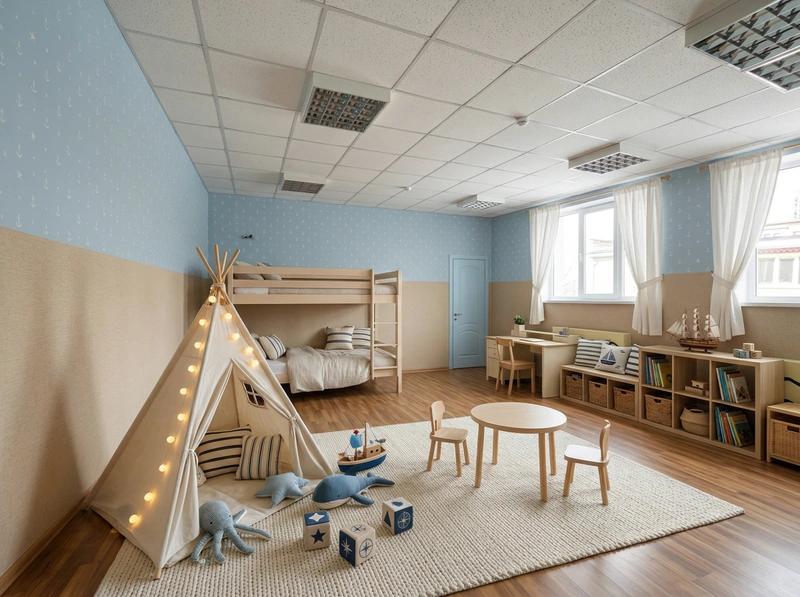 Дизайн детской в стиле Хюгге — фото интерьера от нейросети RoomGPT