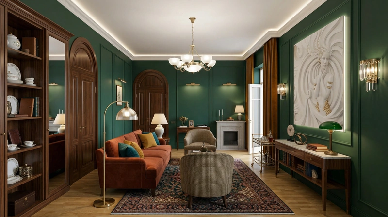 Дизайн гостиной в стиле Британский — фото интерьера от нейросети RoomGPT