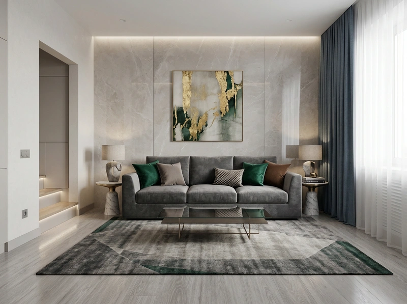 Дизайн интерьера в стиле Контемпорари — Гостиная от нейросети RoomGPT