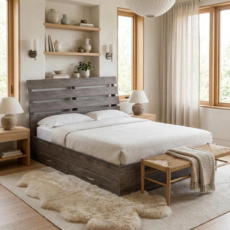 Дизайн интерьера в стиле Сканди — Спальня от нейросети RoomGPT