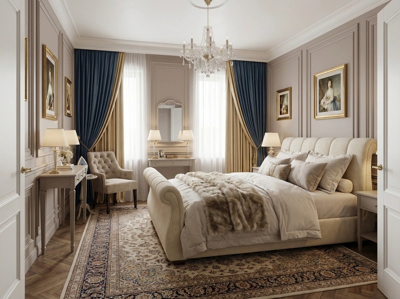 Дизайн интерьера в стиле Классика — Спальня от нейросети RoomGPT