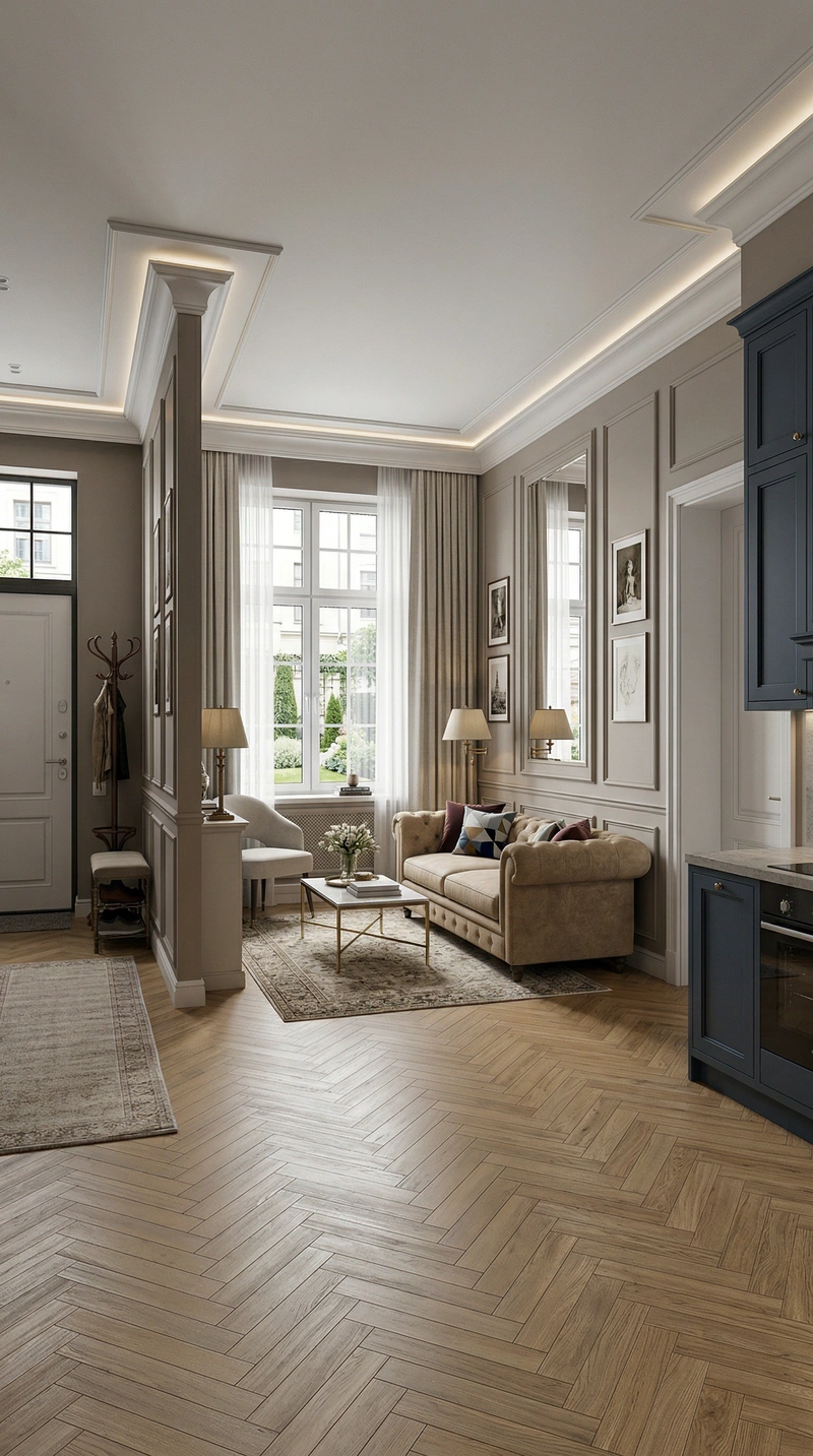 Дизайн интерьера в стиле Классика — Гостиная от нейросети RoomGPT