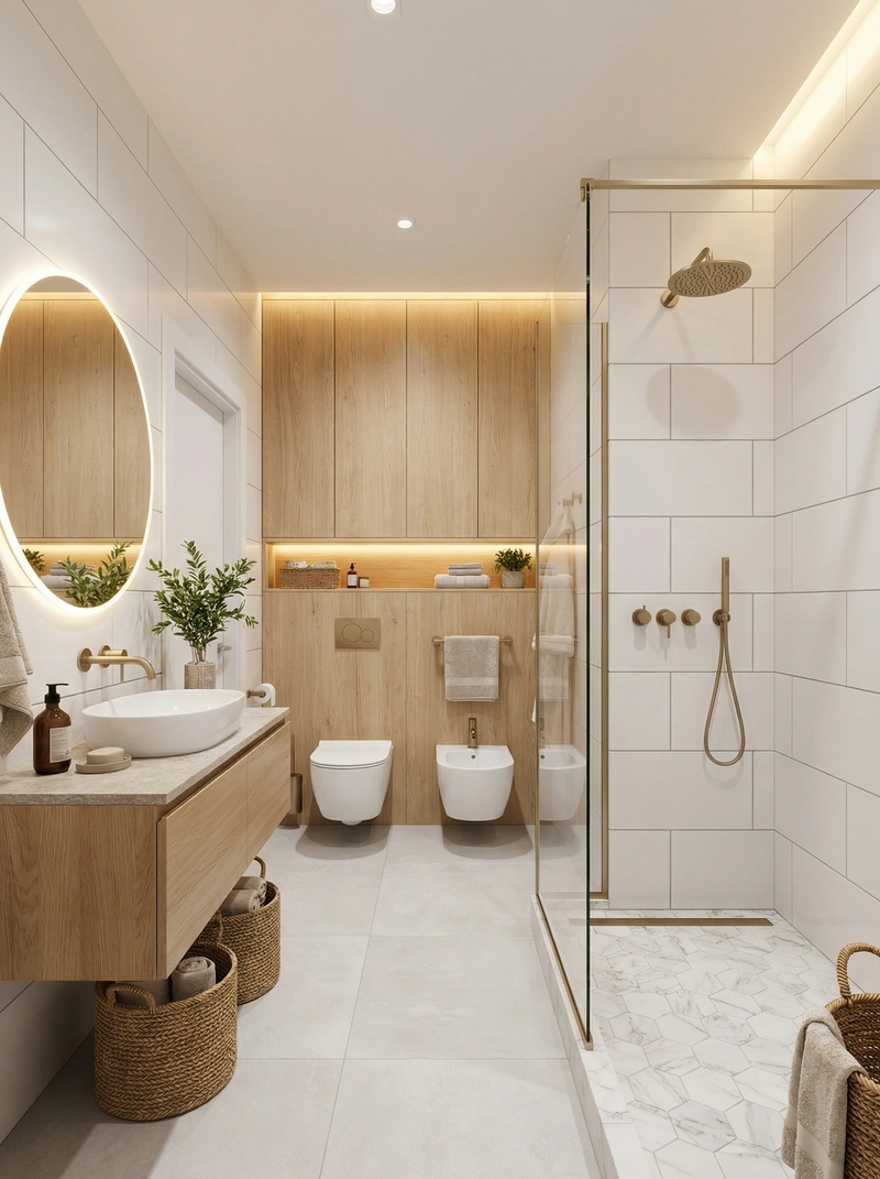 Дизайн интерьера в стиле Сканди — Ванная от нейросети RoomGPT