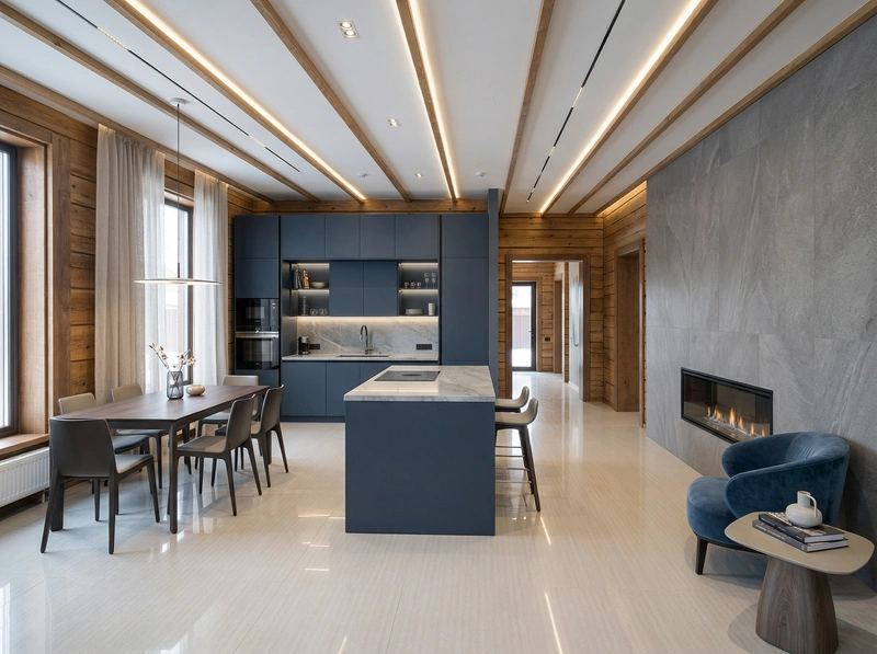 Дизайн интерьера в стиле Контемпорари — Кухня от нейросети RoomGPT