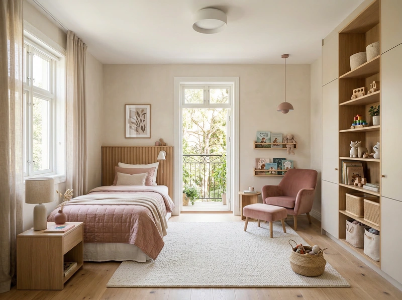 Дизайн детской в стиле Сканди — фото интерьера от нейросети RoomGPT