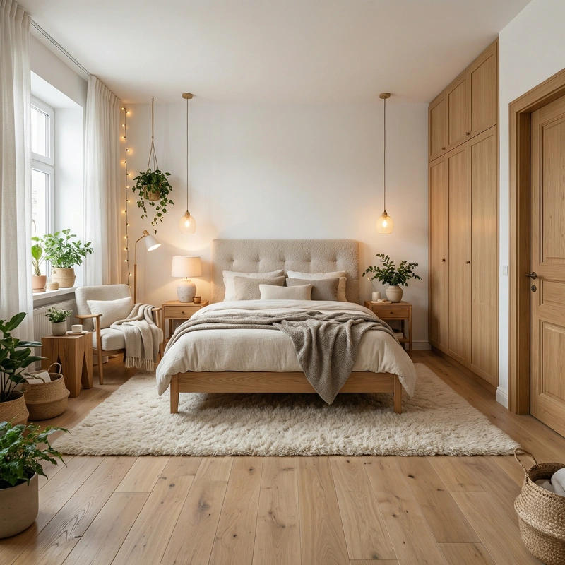 Дизайн интерьера в стиле Хюгге — Спальня от нейросети RoomGPT