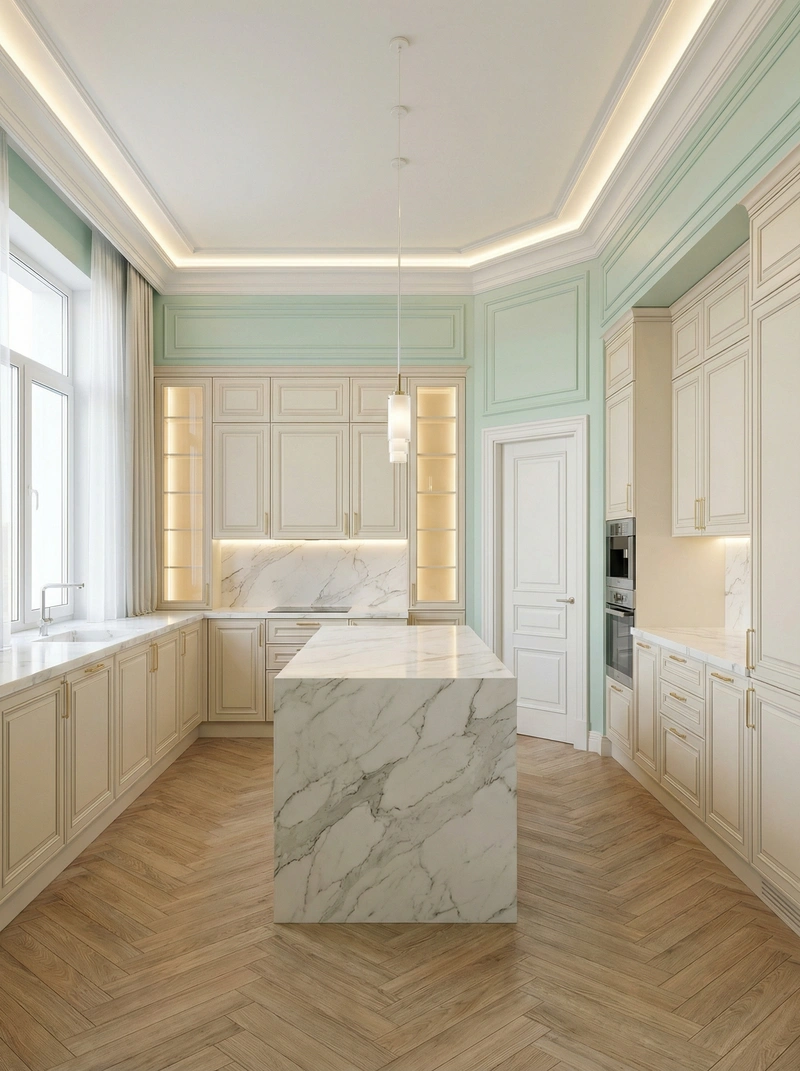 Дизайн интерьера в стиле Классика — Кухня от нейросети RoomGPT