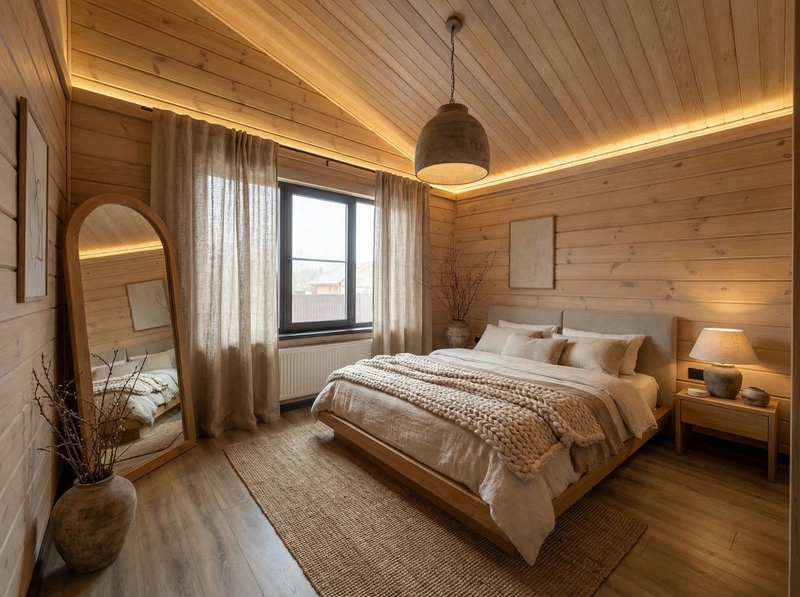 Дизайн спальни в стиле Japandi — фото интерьера от нейросети RoomGPT