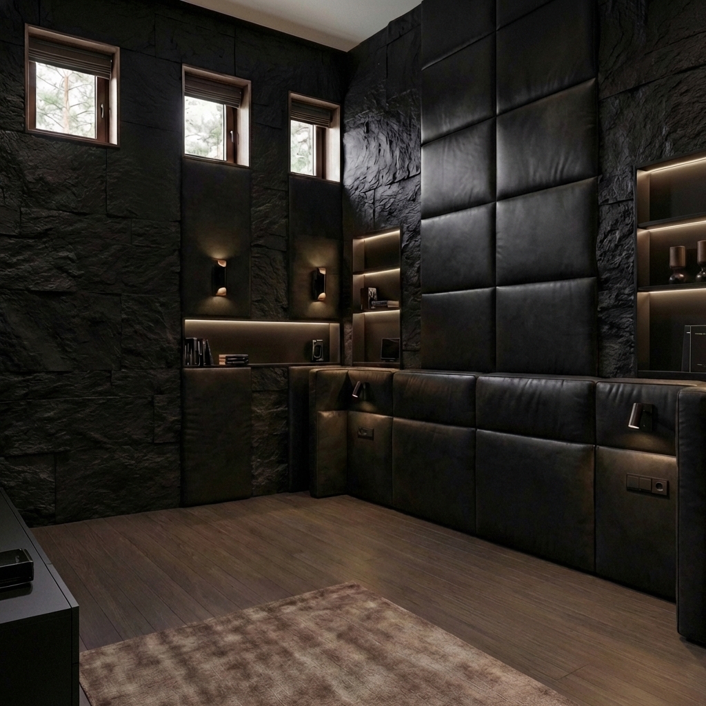 Дизайн спальни в стиле Блэктэк — фото интерьера от нейросети RoomGPT