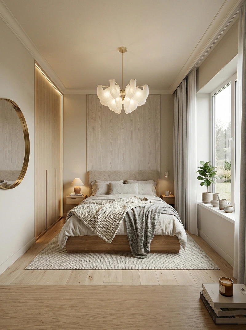 Дизайн спальни в стиле Хюгге — фото интерьера от нейросети RoomGPT