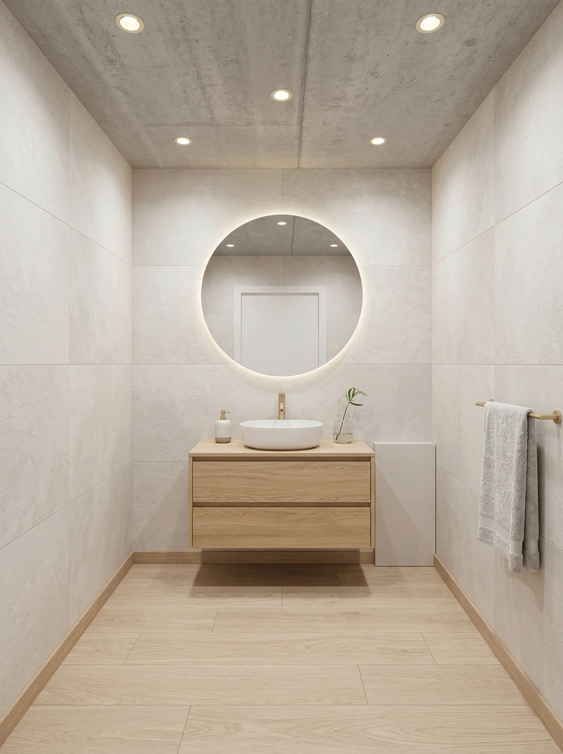 Дизайн ванной в стиле Сканди — фото интерьера от нейросети RoomGPT