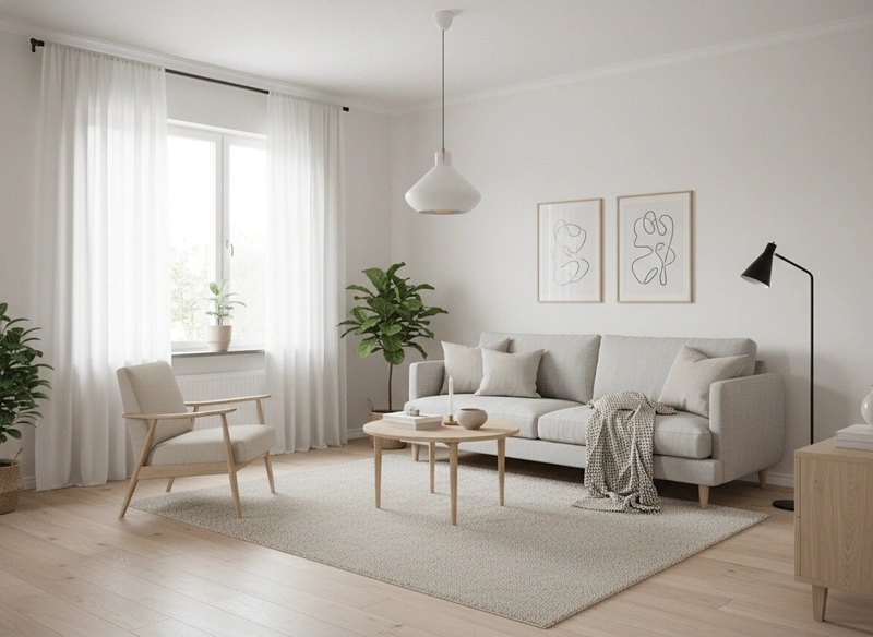 Дизайн интерьера в стиле Хюгге — Гостиная от нейросети RoomGPT