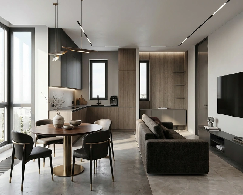 Дизайн интерьера в стиле Контемпорари — Кухня от нейросети RoomGPT