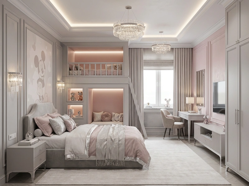 Дизайн детской в стиле Классика — фото интерьера от нейросети RoomGPT