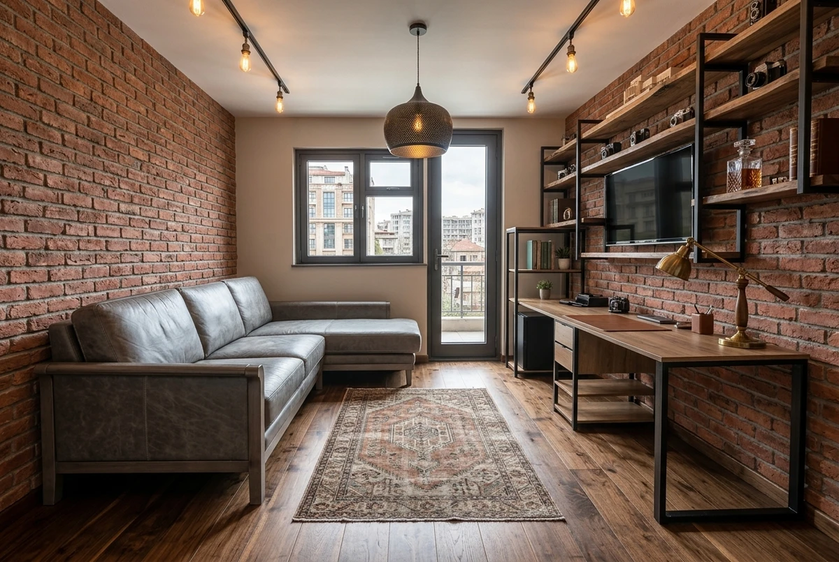 Дизайн кабинета в стиле Лофт — фото интерьера от нейросети RoomGPT