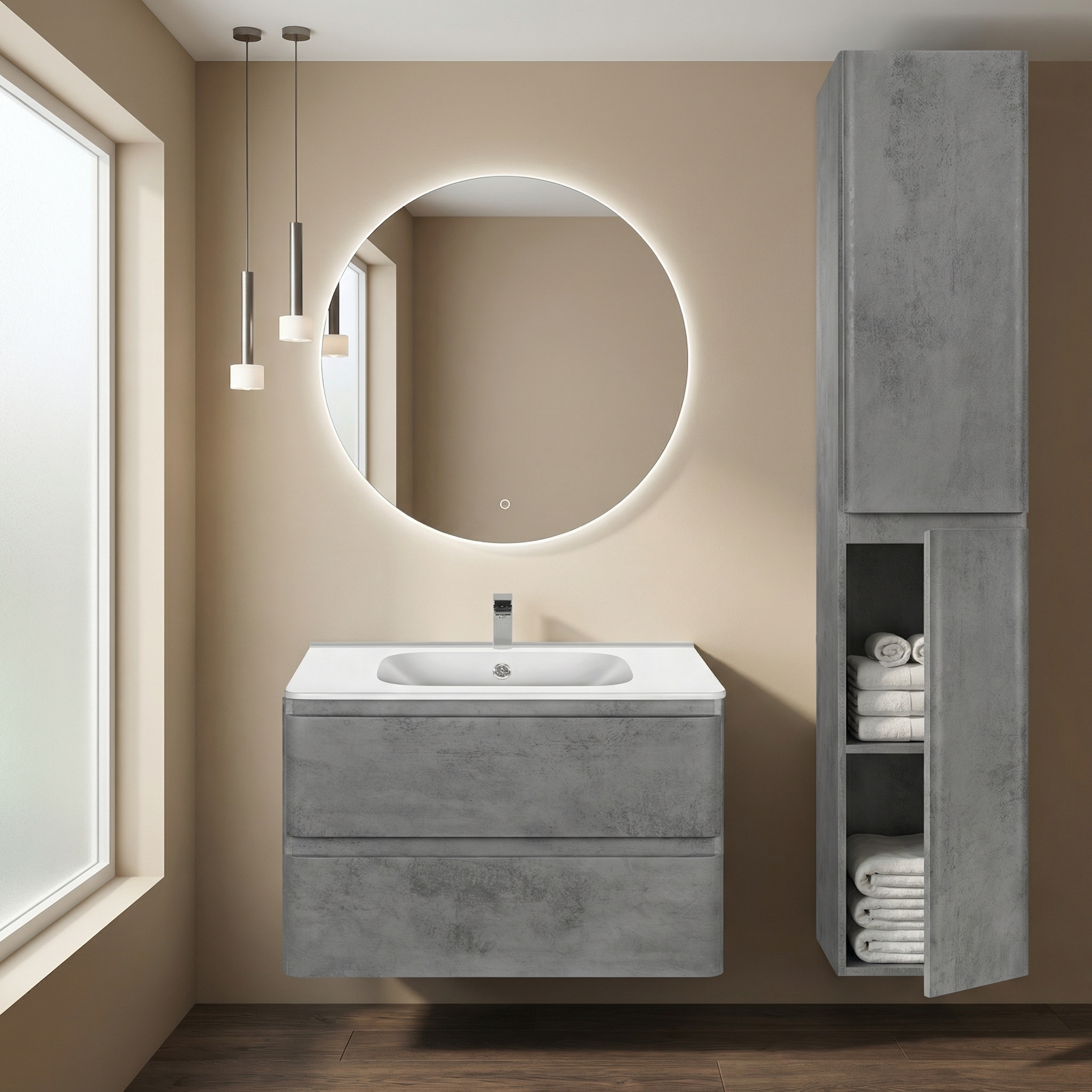 Дизайн ванной в стиле Контемпорари — фото интерьера от нейросети RoomGPT