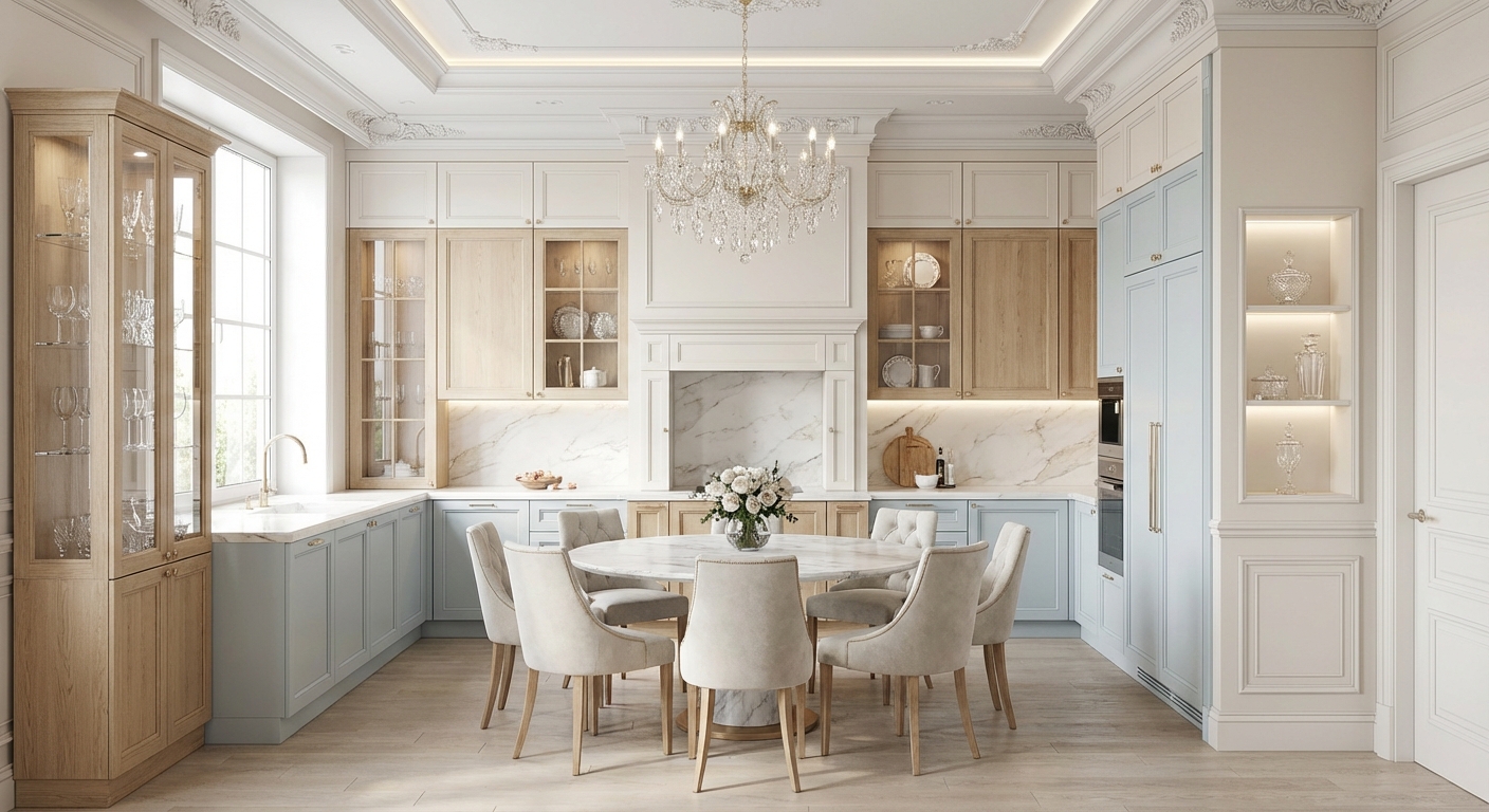 Дизайн кухни в стиле Классика — фото интерьера от нейросети RoomGPT