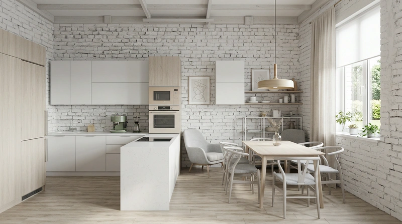 Дизайн интерьера в стиле Сканди — Кухня от нейросети RoomGPT