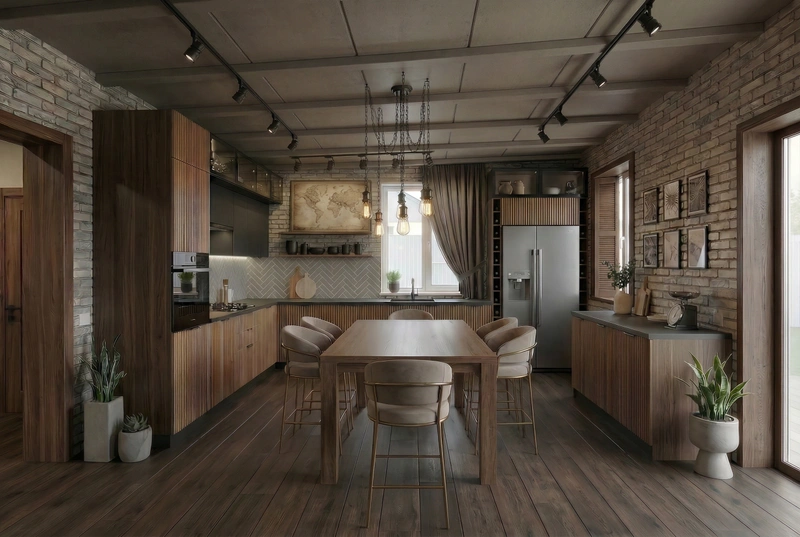 Дизайн кухни в стиле Лофт — фото интерьера от нейросети RoomGPT