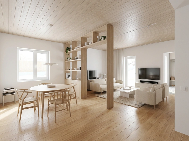 Дизайн интерьера в стиле Сканди — Гостиная от нейросети RoomGPT