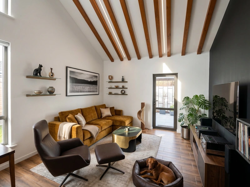 Дизайн гостиной в стиле Контемпорари — фото интерьера от нейросети RoomGPT