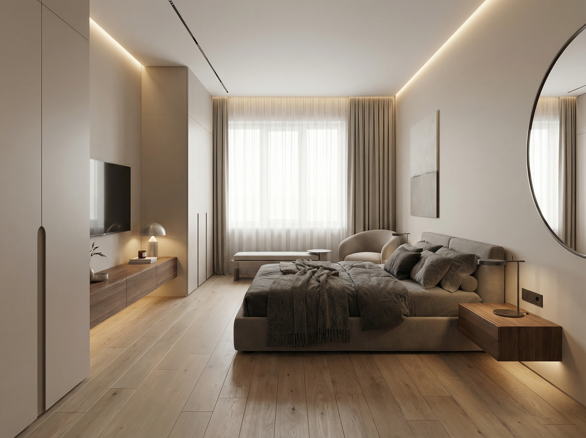 Дизайн спальни в стиле Минимализм — фото интерьера от нейросети RoomGPT