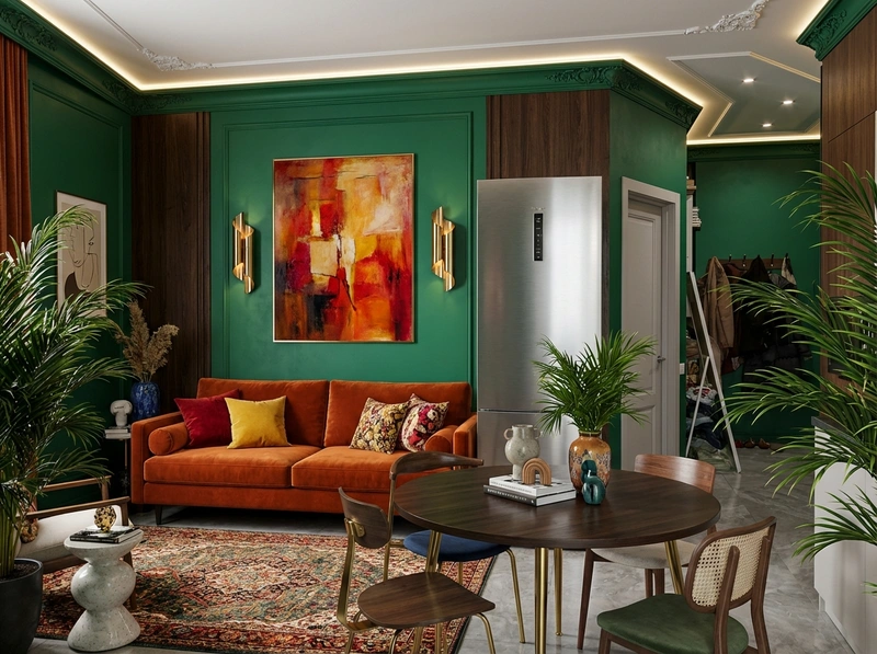 Дизайн интерьера в стиле Эклектика — Гостиная от нейросети RoomGPT