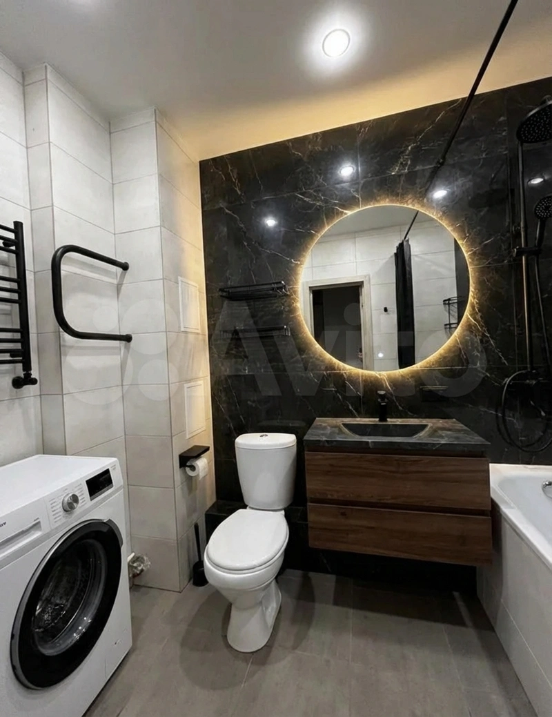 Дизайн интерьера в стиле Блэктэк — Ванная от нейросети RoomGPT