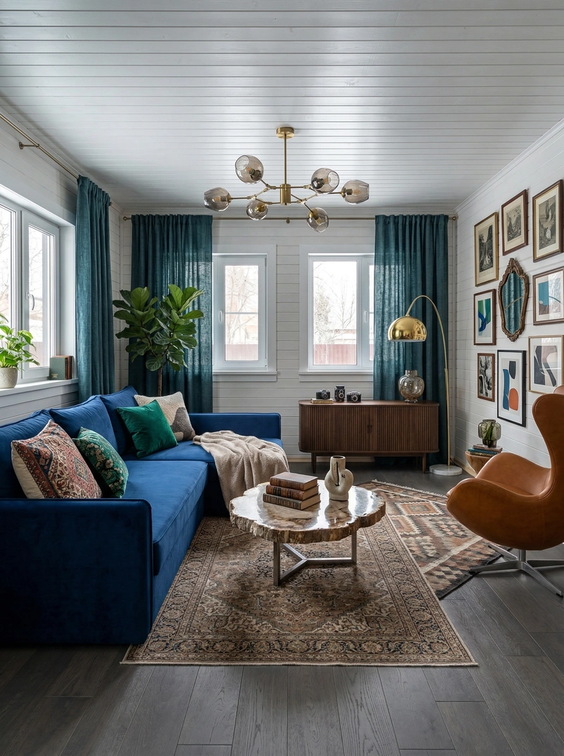 Дизайн интерьера в стиле Эклектика — Гостиная от нейросети RoomGPT