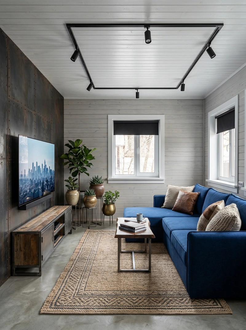 Дизайн интерьера в стиле Лофт — Гостиная от нейросети RoomGPT