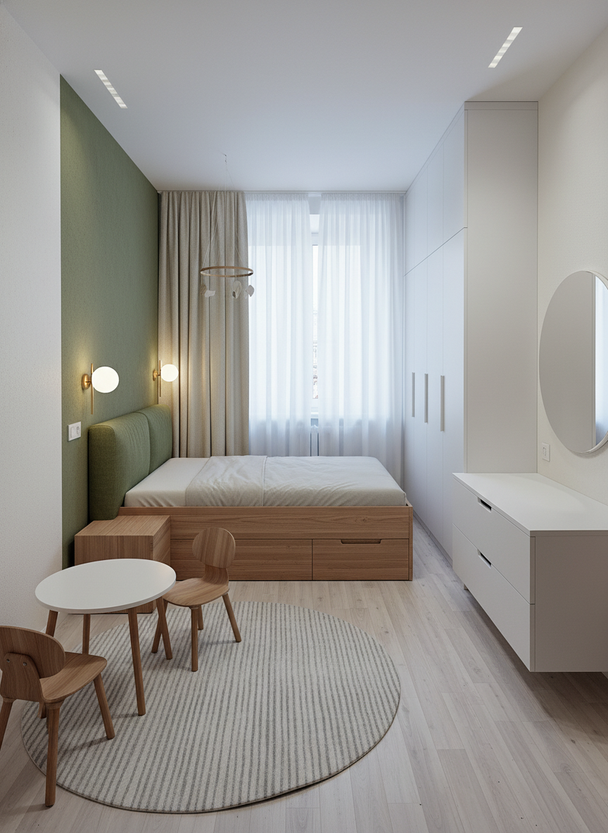 Дизайн детской в стиле Минимализм — фото интерьера от нейросети RoomGPT